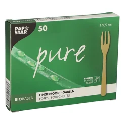 PAPSTAR Fingerfood - Gabeln, Bambus "pure" 9,5 cm