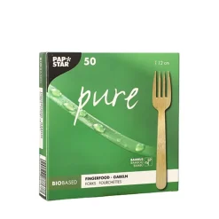 PAPSTAR Fingerfood - Gabeln, Bambus "pure" 12 cm