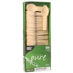 PAPSTAR Fingerfood - Löffel, Holz "pure" 7,6 cm, 10 x 100 Stück