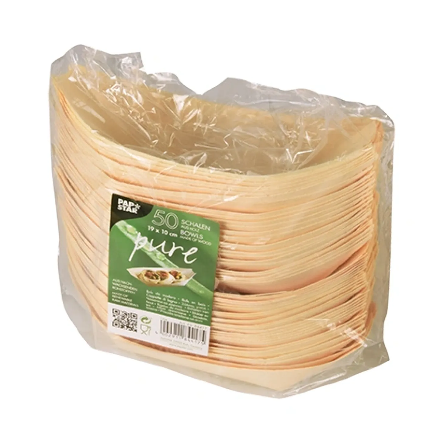 PAPSTAR Fingerfood - Schalen, Holz "pure" 19 cm x 10 cm "Schiffchen"