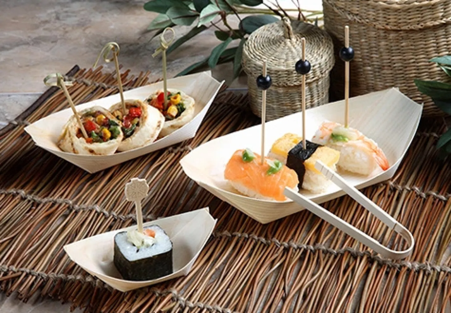 PAPSTAR Fingerfood - Schalen, Holz "pure" 21,5 cm x 10 cm "Schiffchen"