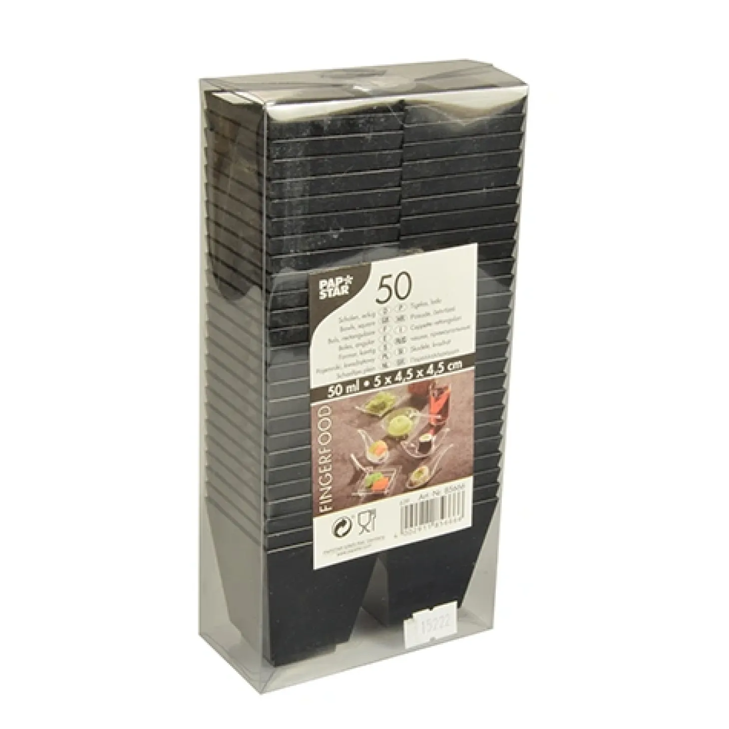 PAPSTAR Fingerfood - Schalen, PS eckig 50 ml 5 cm x 4,5 cm x 4,5 cm schwarz