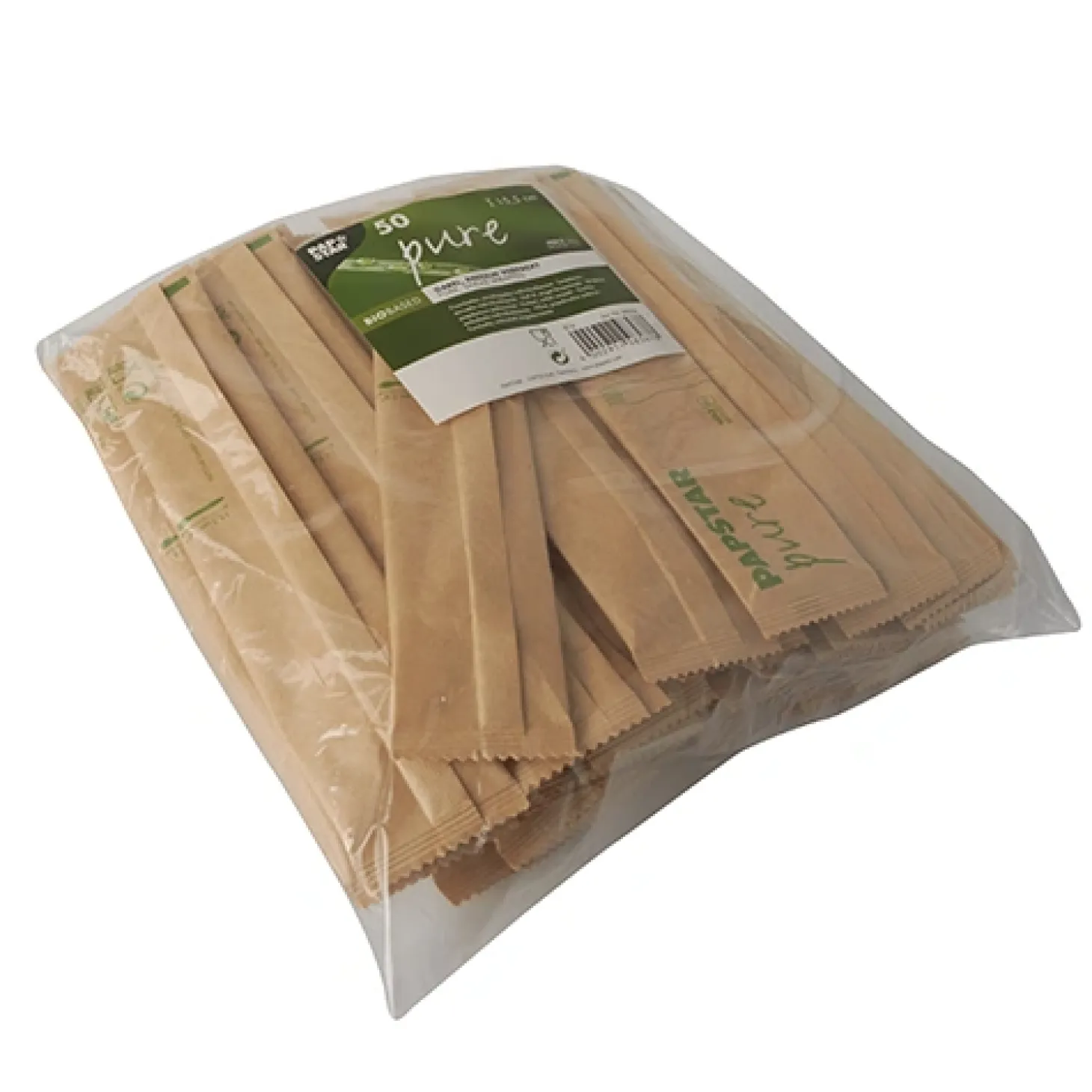PAPSTAR Gabeln, Holz "pure" 15,5 cm einzeln verpackt in Papierbeutel