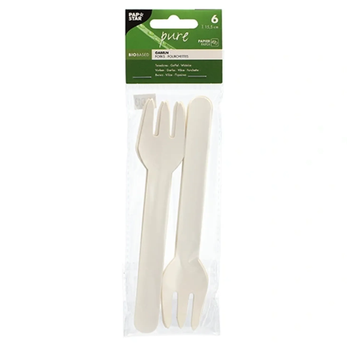 PAPSTAR Gabeln, Papier "pure" 15,5 cm weiß, 20 x 6 Stück