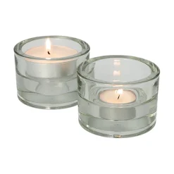 PAPSTAR GALA Basic Kerzenhalter Glas Ø 8,2 cm, 5,7 cm klar "2in1" für Teelichte und Maxilichte