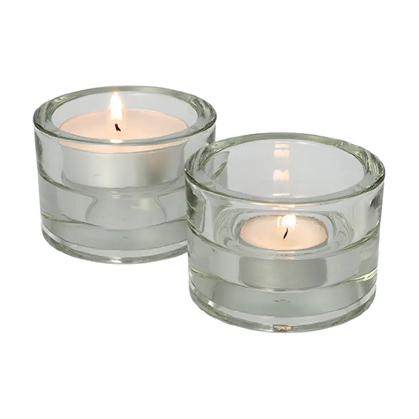 PAPSTAR GALA Basic Kerzenhalter Glas Ø 8,2 cm, 5,7 cm klar "2in1" für Teelichte und Maxilichte