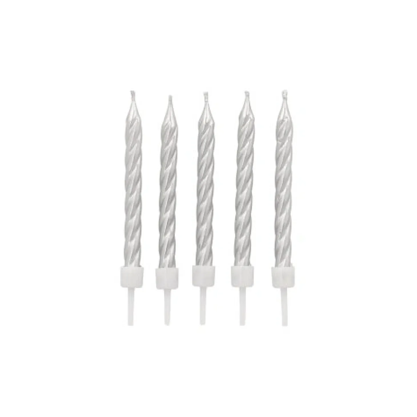 PAPSTAR Geburtstagskerzen auf Halter 6 cm silber