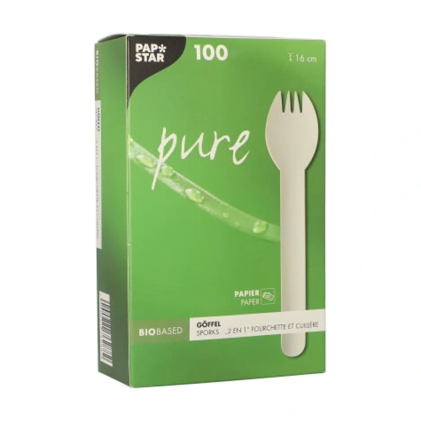 PAPSTAR Göffel, Papier "pure" 16 cm weiß