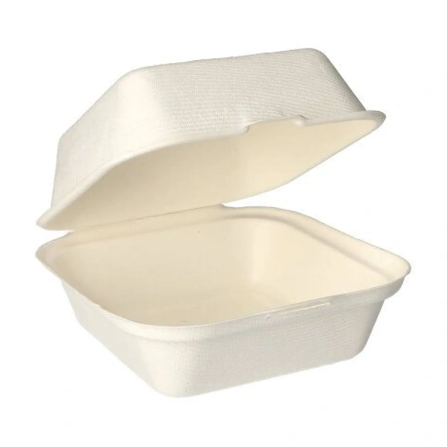 PAPSTAR Hamburger-Boxen Zuckerrohr "pure" 8 cm x 14 cm x 15 cm weiß