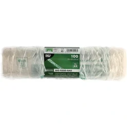 PAPSTAR Hemdchen-Tragetaschen, Bio-Folie 55 cm x 28 cm x 20 cm transparent Knotenbeutel auf Rolle