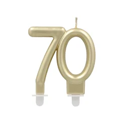PAPSTAR Jubiläumskerzen mit Halter 7 cm gold "70"