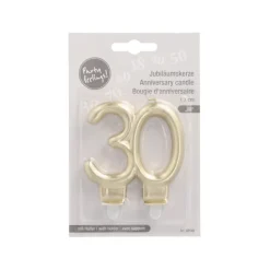PAPSTAR Jubiläumskerzen mit Halter 7 cm gold "30"