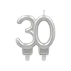 PAPSTAR Jubiläumskerzen mit Halter 7 cm silber "30"