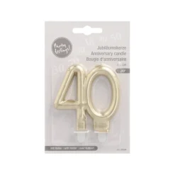 PAPSTAR Jubiläumskerzen mit Halter 7 cm gold "40"
