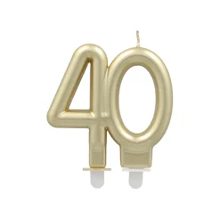 PAPSTAR Jubiläumskerzen mit Halter 7 cm gold "40"