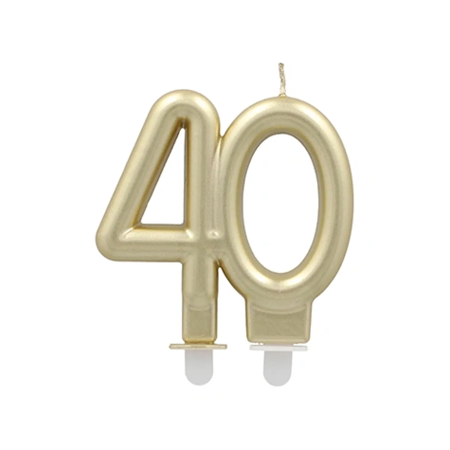 PAPSTAR Jubiläumskerzen mit Halter 7 cm gold "40"