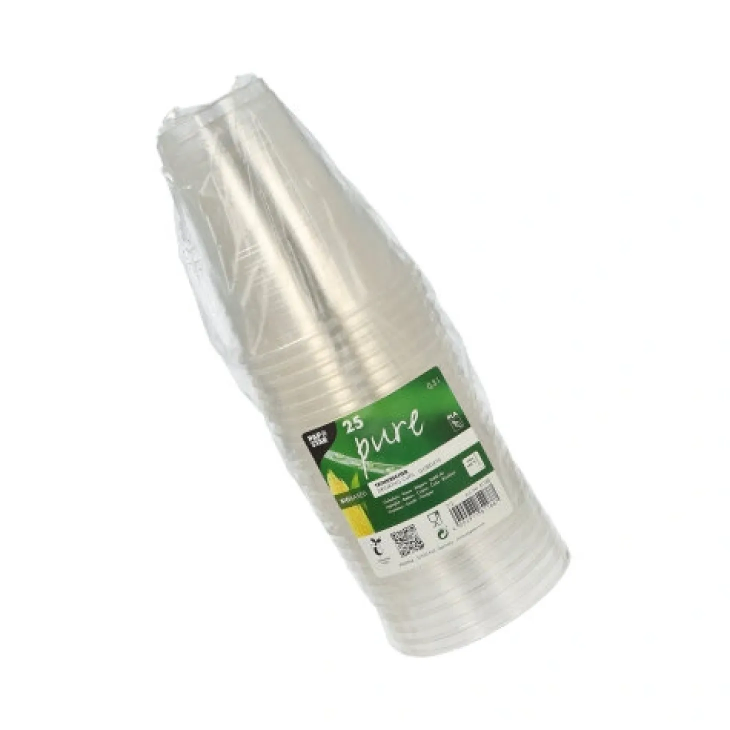 PAPSTAR Kaltgetränkebecher, PLA "pure" 0,3 l Ø 9,5 cm, 11 cm glasklar mit Schaumrand, 12 x 25 Stück