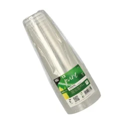 PAPSTAR Kaltgetränkebecher, PLA "pure" 0,5 l Ø 9,5 cm, 16,2 cm glasklar mit Schaumrand, 12 x 12 Stück