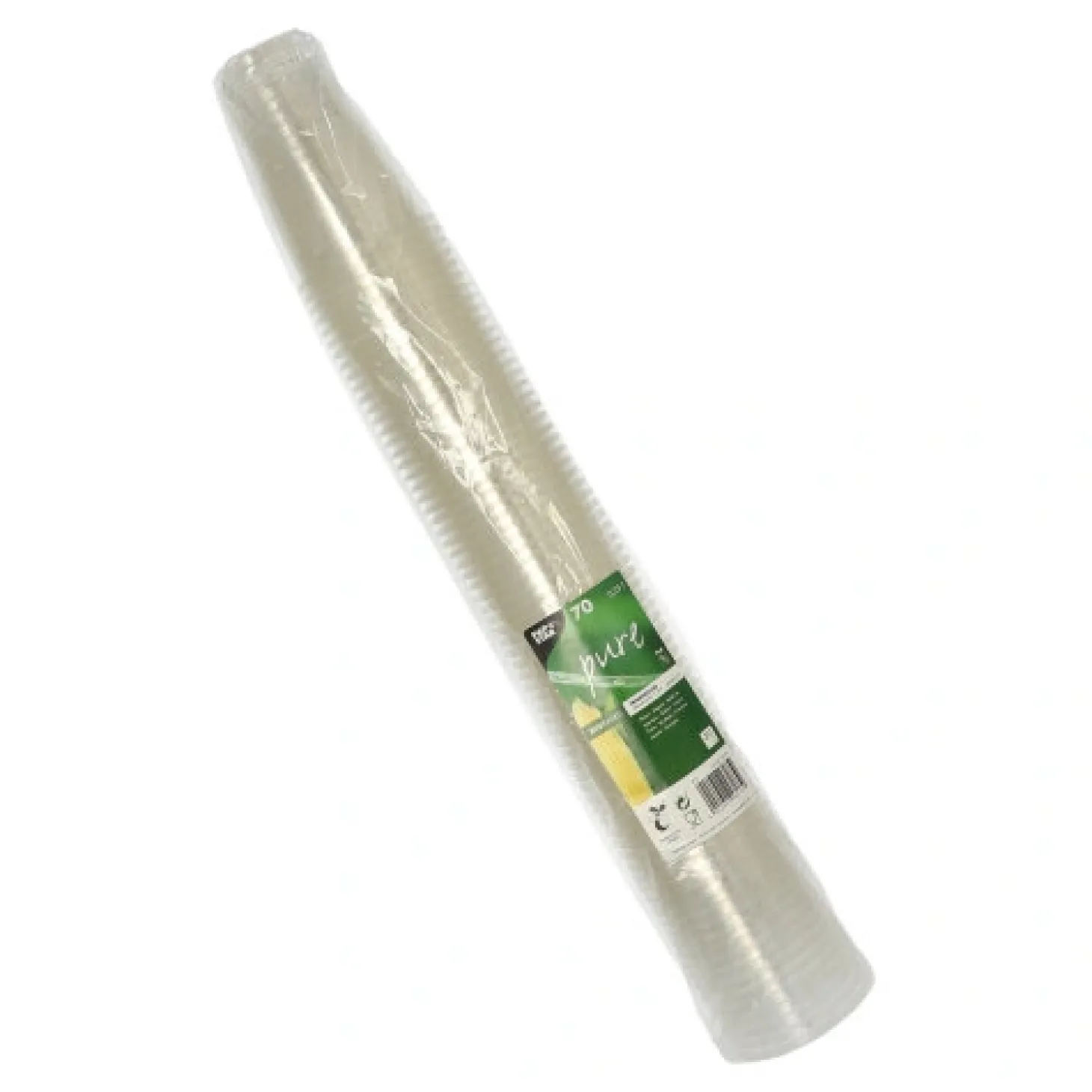 PAPSTAR Kaltgetränkebecher, PLA "pure" 0,25 l Ø 7,8 cm, 11 cm glasklar mit Schaumrand, 30 x 70 Stück
