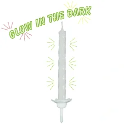PAPSTAR Kerzen mit Halter 6 cm "Glow in the dark"