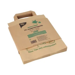 PAPSTAR Kompostbeutel aus Papier mit Henkel 10 l 28 cm x 22 cm x 14 cm braun "bedruckt"