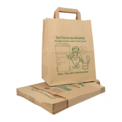 PAPSTAR Kompostbeutel aus Papier mit Henkel 10 l 28 cm x 22 cm x 14 cm braun "bedruckt"