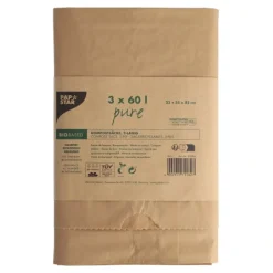 PAPSTAR Kompostsäcke aus Papier "pure" 60 l 85 cm x 55 cm x 23 cm braun , 2-lagig