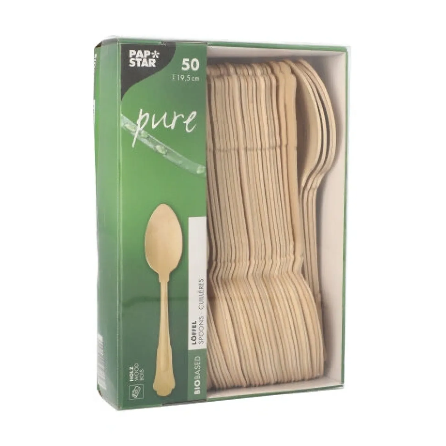 PAPSTAR Löffel, Holz "pure" 19,5 cm "Vintage", 10 x 50 Stück