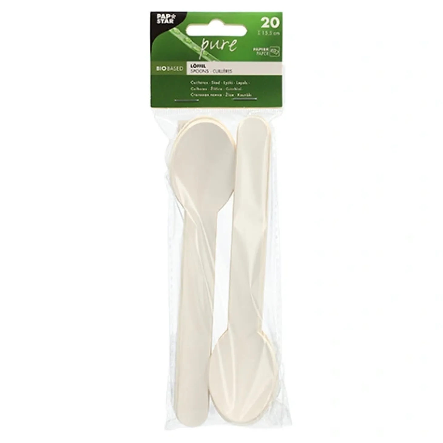 PAPSTAR Löffel, Papier "pure" 15,8 cm weiß, 20 x 20 Stück