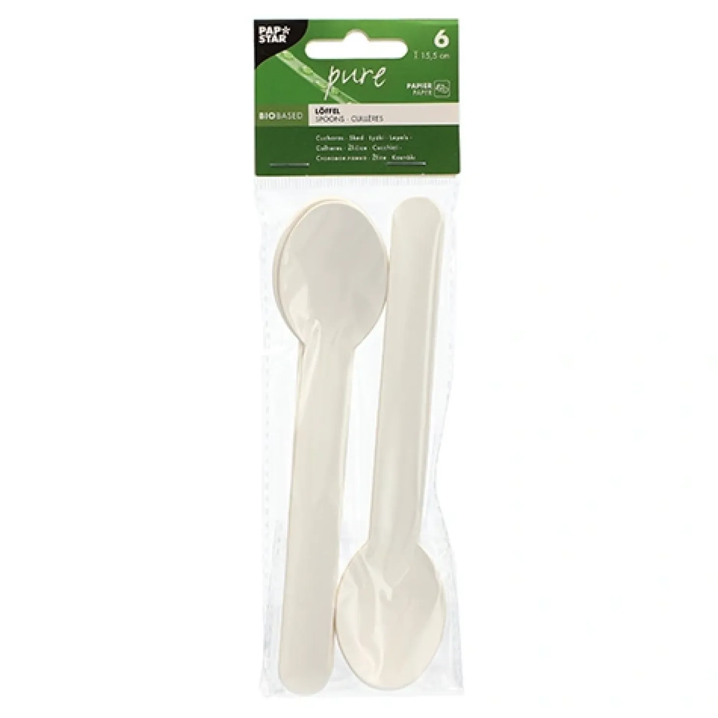 PAPSTAR Löffel, Papier "pure" 15,8 cm weiß, 20 x 6 Stück