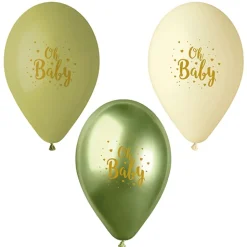 PAPSTAR Luftballons Ø 29 cm grün "Oh Baby", 12 x 6 Stück