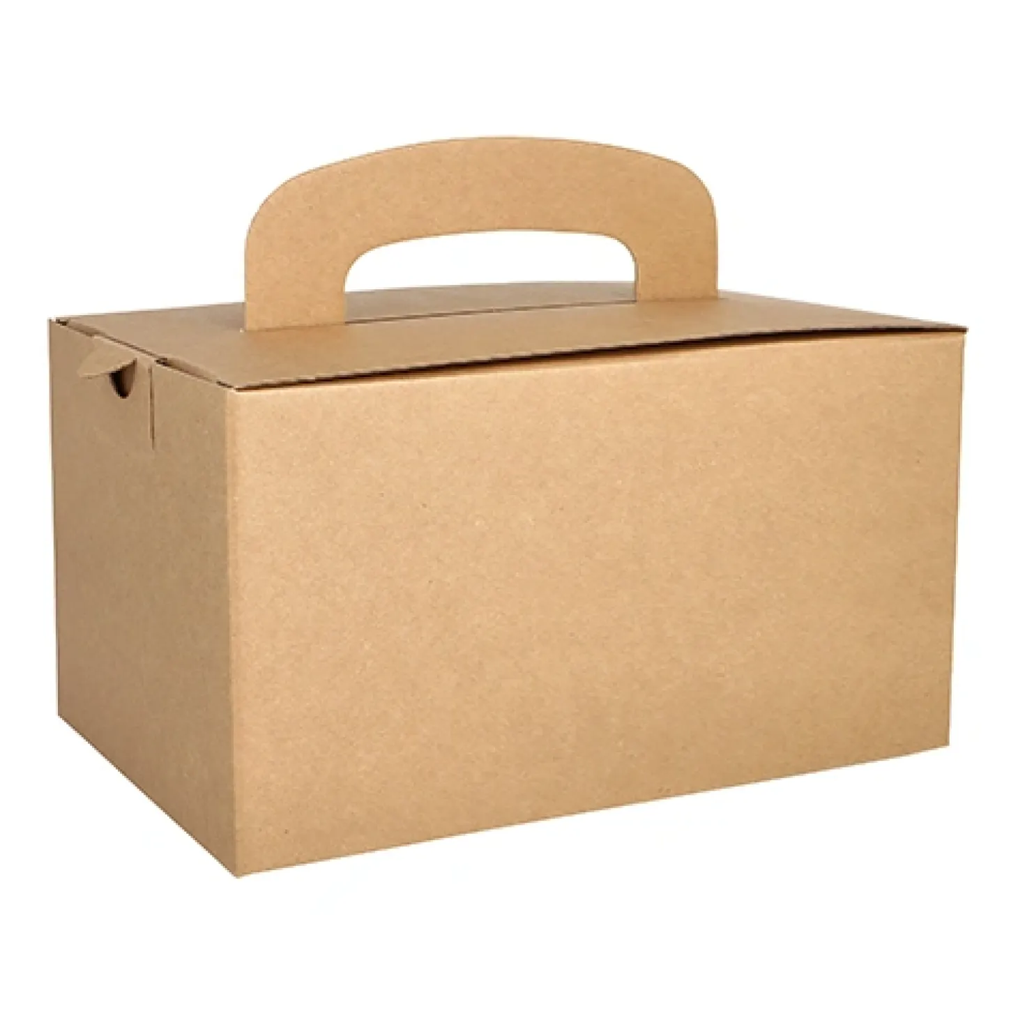 PAPSTAR Lunch-Boxen, Pappe "pure" eckig 12,5 cm x 15,5 cm x 22,5 cm braun mit Tragegriff