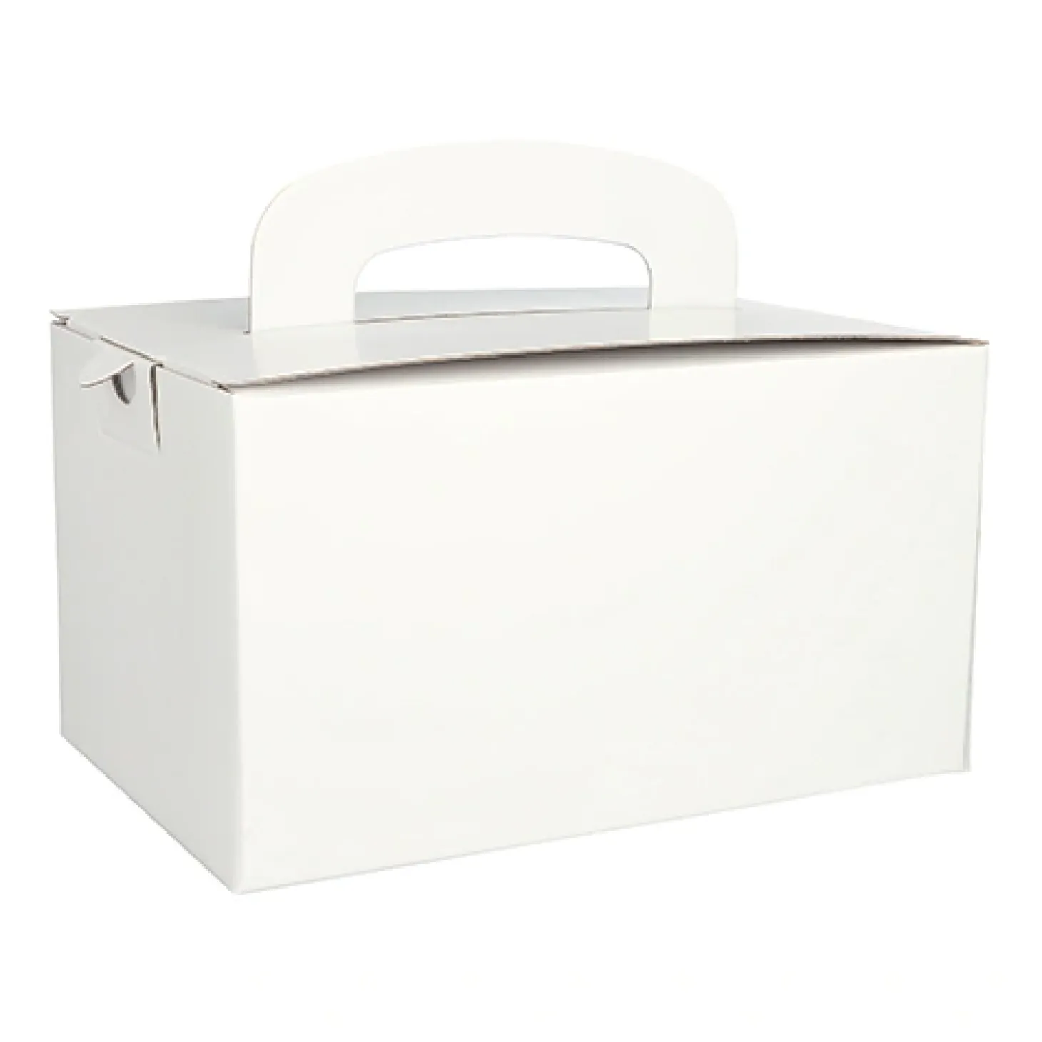 PAPSTAR Lunch-Boxen, Pappe "pure" eckig 12,5 cm x 15,5 cm x 22,5 cm weiß mit Tragegriff