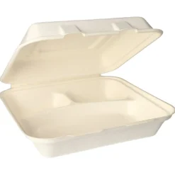 PAPSTAR Menüboxen, Zuckerrohr "pure" 3-geteilt 8 cm x 24 cm x 24 cm
