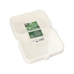 PAPSTAR Menüboxen, Zuckerrohr "pure" ungeteilt 6 cm x 18 cm x 12,5 cm weiß