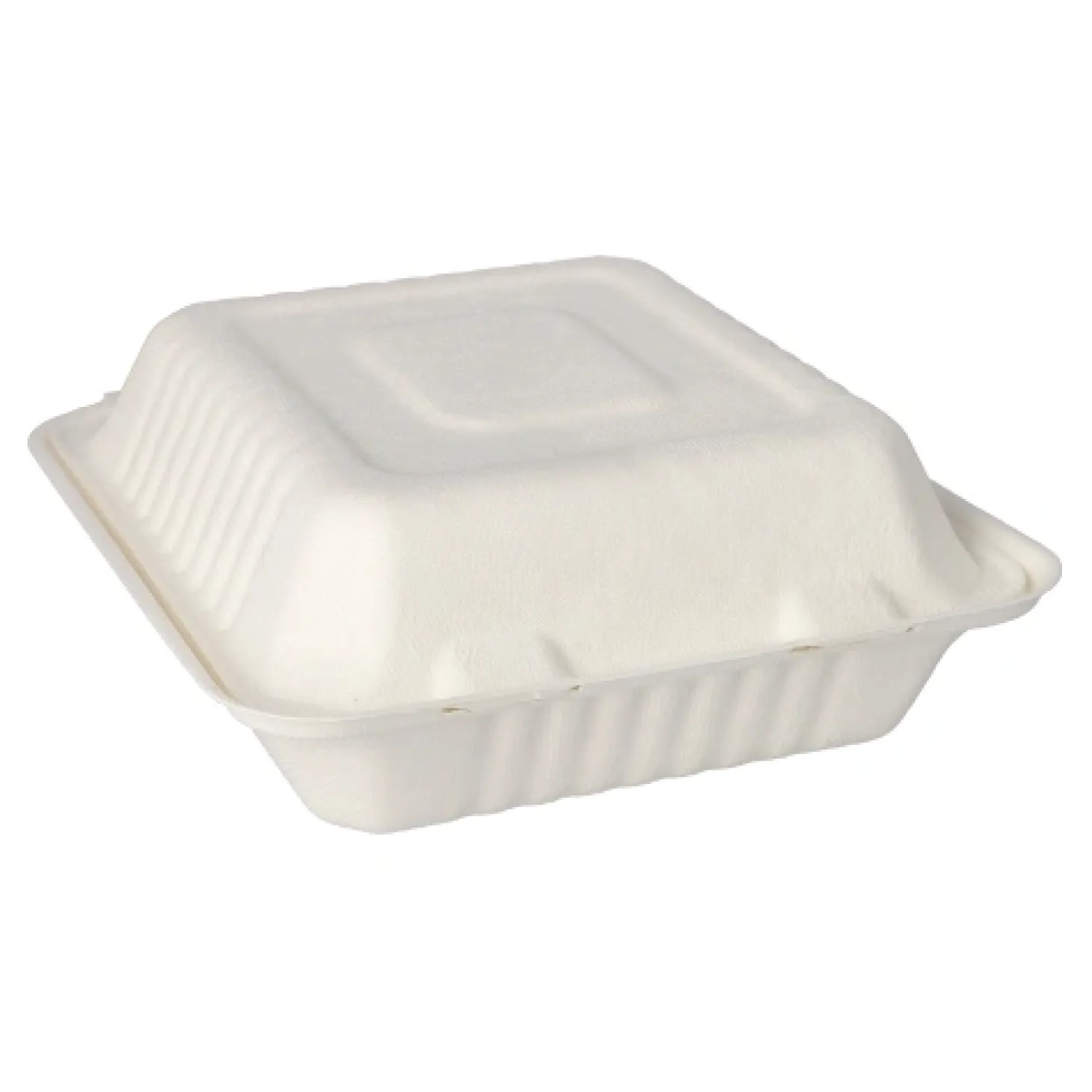 PAPSTAR Menüboxen, Zuckerrohr "pure" 3-geteilt 7,7 cm x 20 cm x 22 cm weiß, 4 x 50 Stück