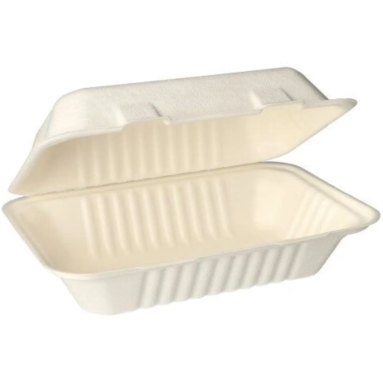 PAPSTAR Menüboxen, Zuckerrohr "pure" ungeteilt 7,9 cm x 15,5 cm x 23 cm weiß