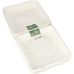 PAPSTAR Menüboxen, Zuckerrohr "pure" ungeteilt 8 cm x 25,5 cm x 25,5 cm weiß