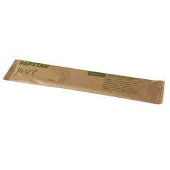 PAPSTAR Messer, Holz "pure" 16,5 cm einzeln verpackt in Papierbeutel