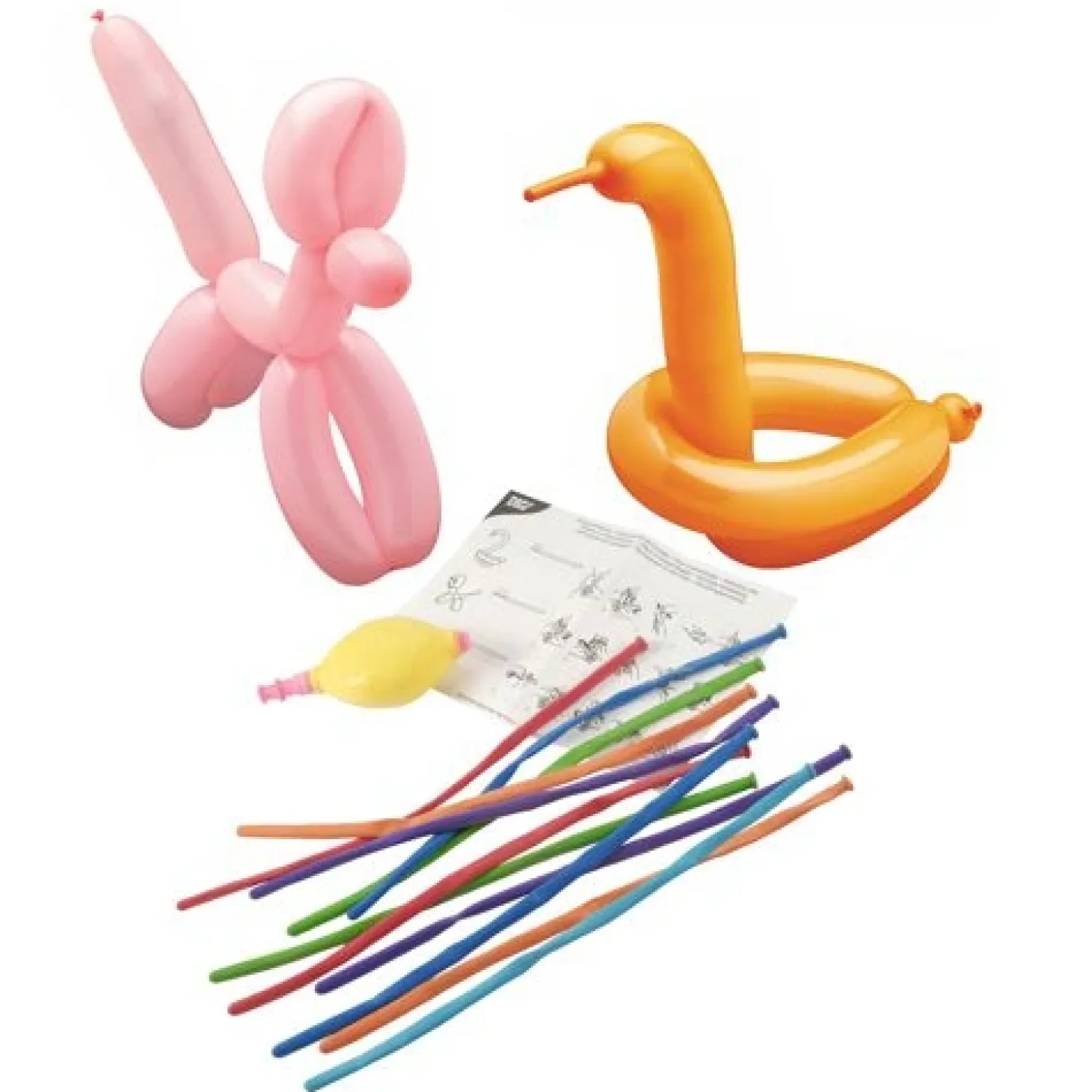 PAPSTAR Modellierballons 115 cm farbig sortiert mit Pumpe und Aufbauanleitung