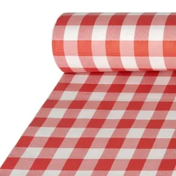 PAPSTAR Papiertischtuch mit Damastprägung 50 m x 1 m rot "Vichy Karo", 5 x 1 Rolle
