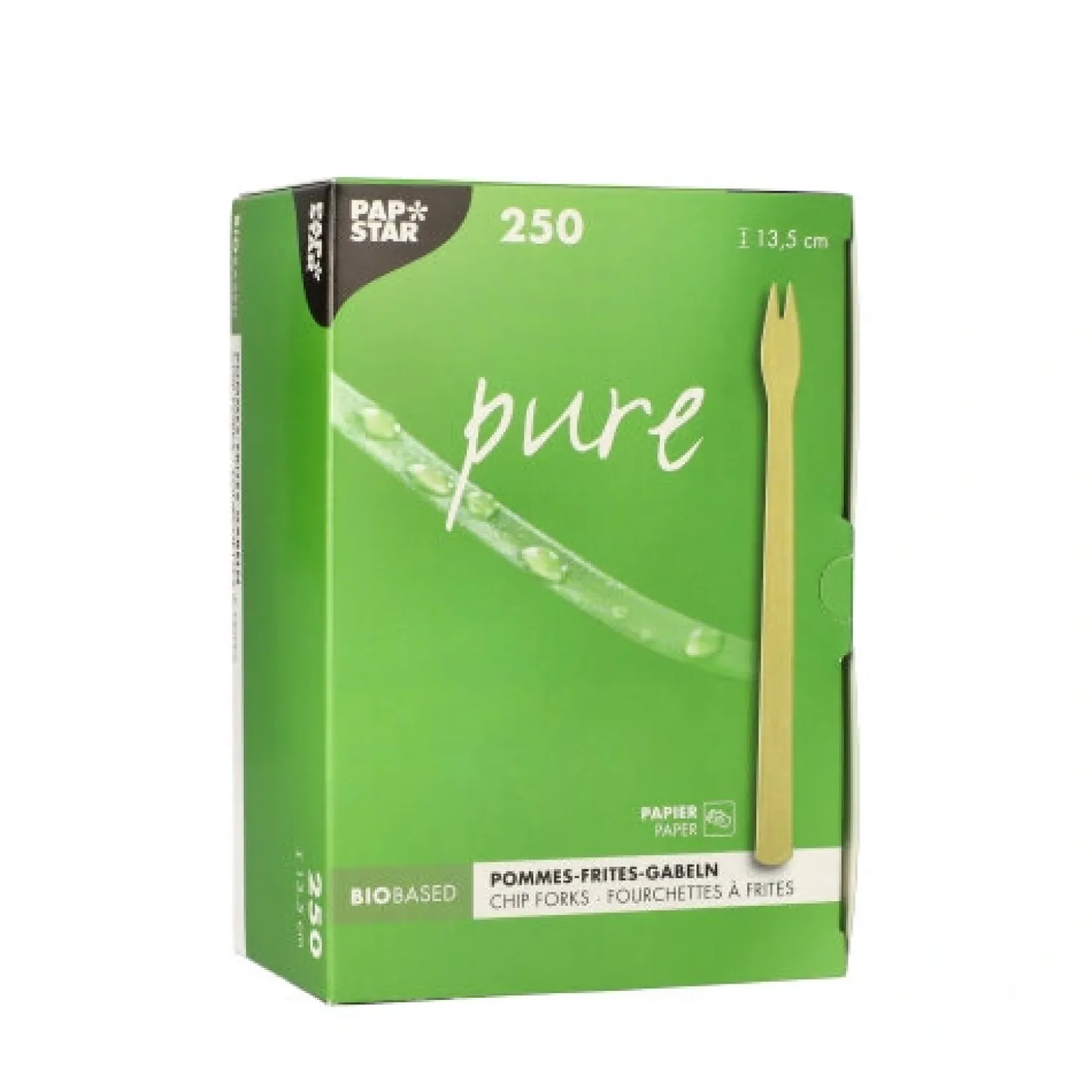 PAPSTAR Pommes-Frites-Gabeln, Papier "pure" 13,5 cm braun