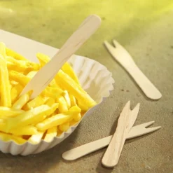 PAPSTAR Pommes-Frites-Gabeln, Holz "pure" 8,5 cm, 20 x 50 Stück