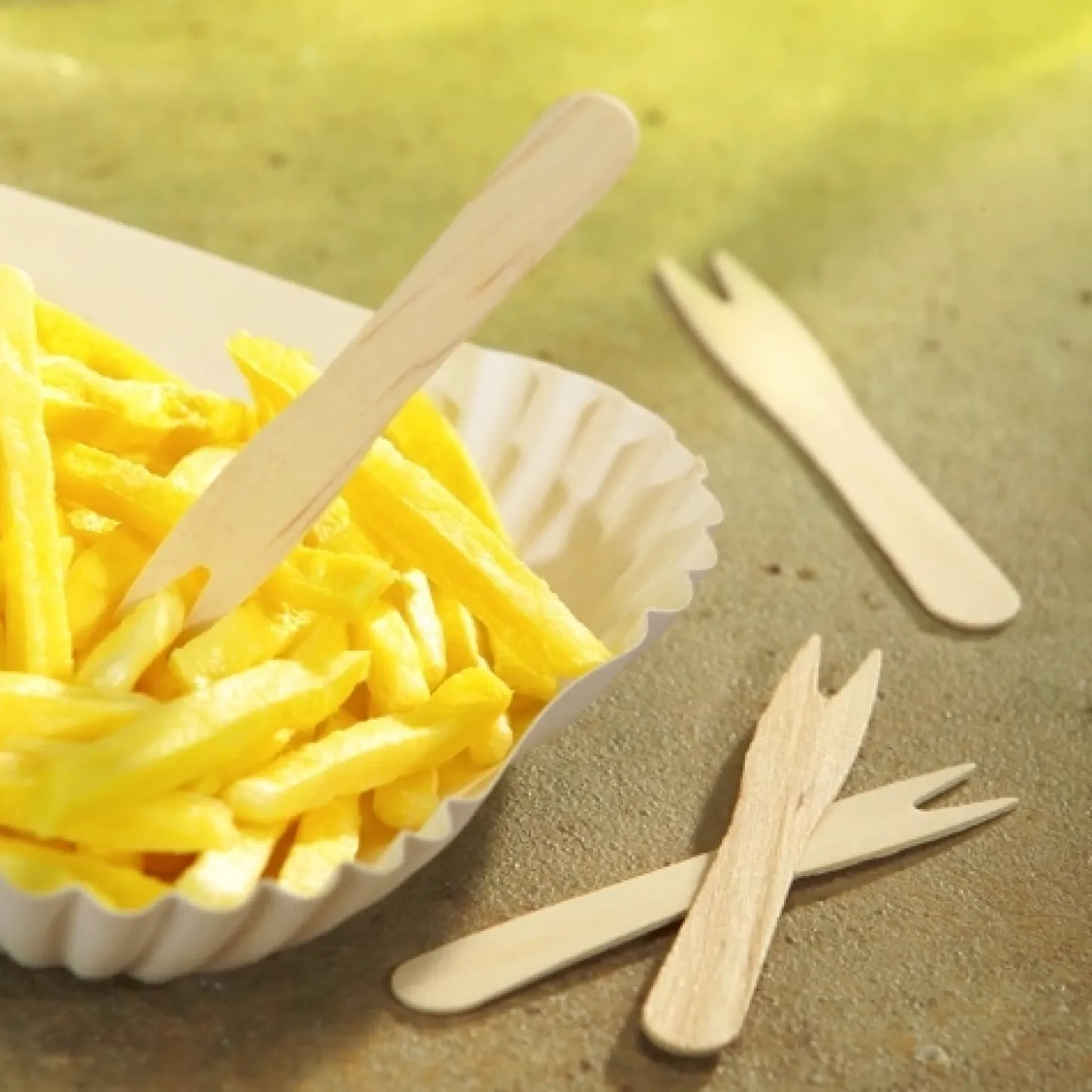 PAPSTAR Pommes-Frites-Gabeln, Holz "pure" 8,5 cm, 20 x 50 Stück