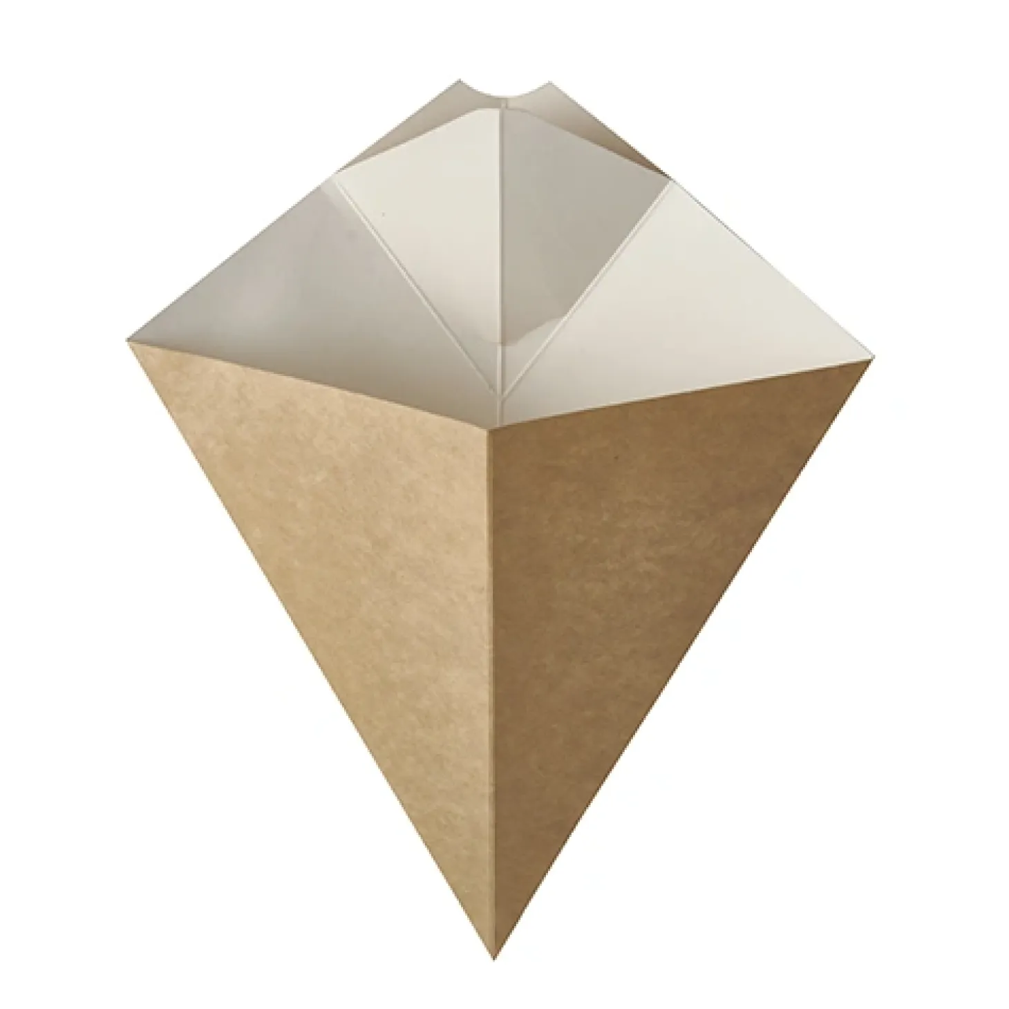 PAPSTAR Pommes-Frites-Spitztüten mit Dip-Ecke, Pappe "pure" 23,5 cm x 19 cm braun/weiß Füllinhalt 150 g