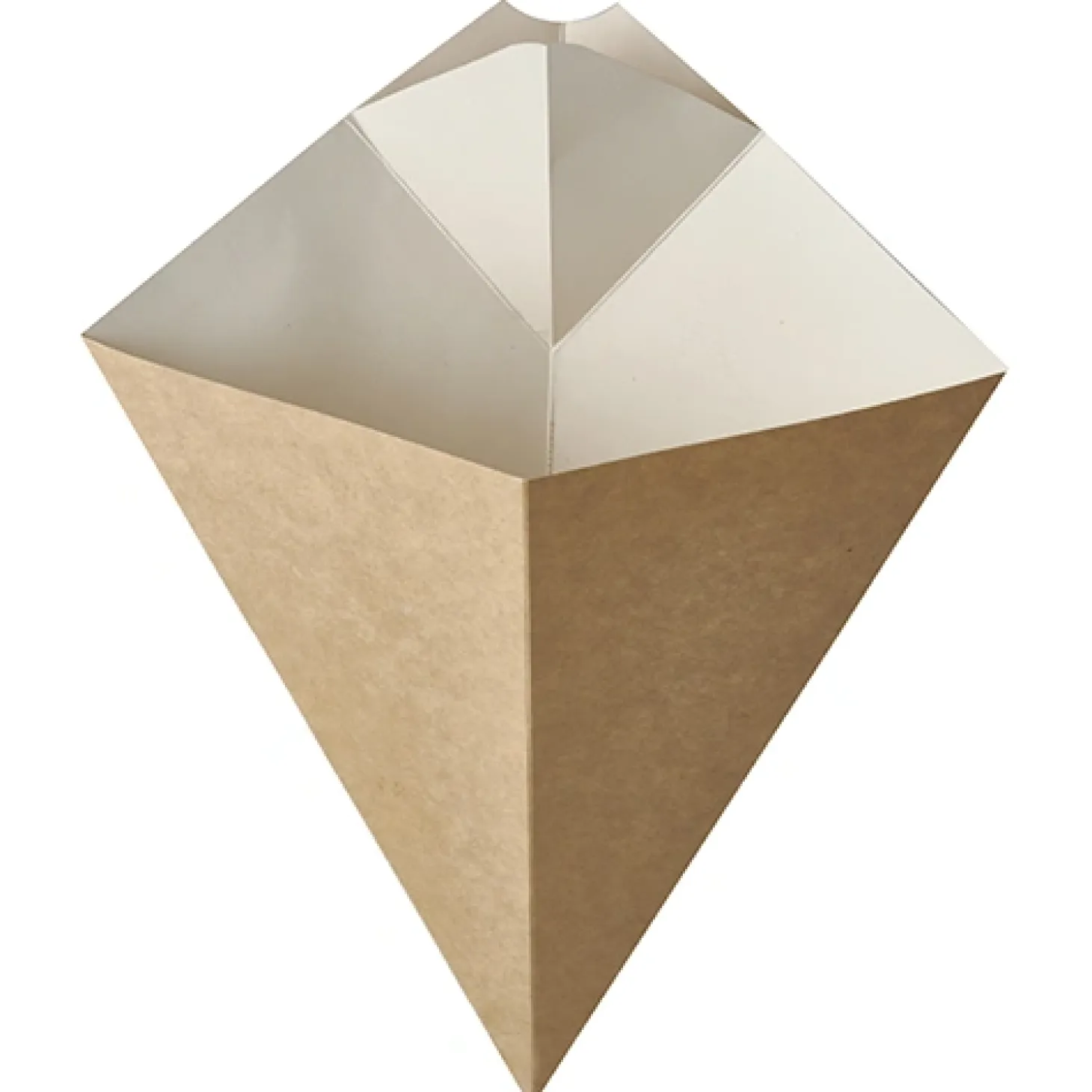 PAPSTAR Pommes-Frites-Spitztüten mit Dip-Ecke, Pappe "pure" 27 cm x 21,5 cm braun/weiß Füllinhalt 300 g