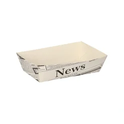 PAPSTAR Pommes-Frites-Trays 3,5 cm x 7 cm x 12 cm weiß "Newsprint"