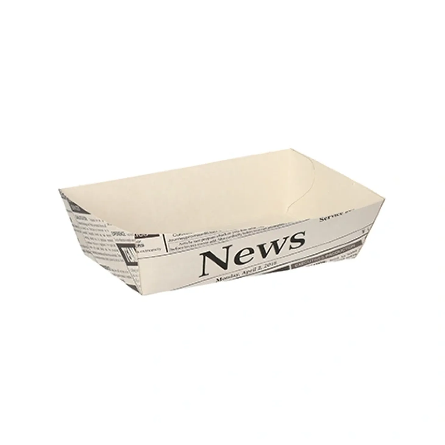 PAPSTAR Pommes-Frites-Trays 3,5 cm x 7 cm x 12 cm weiß "Newsprint"