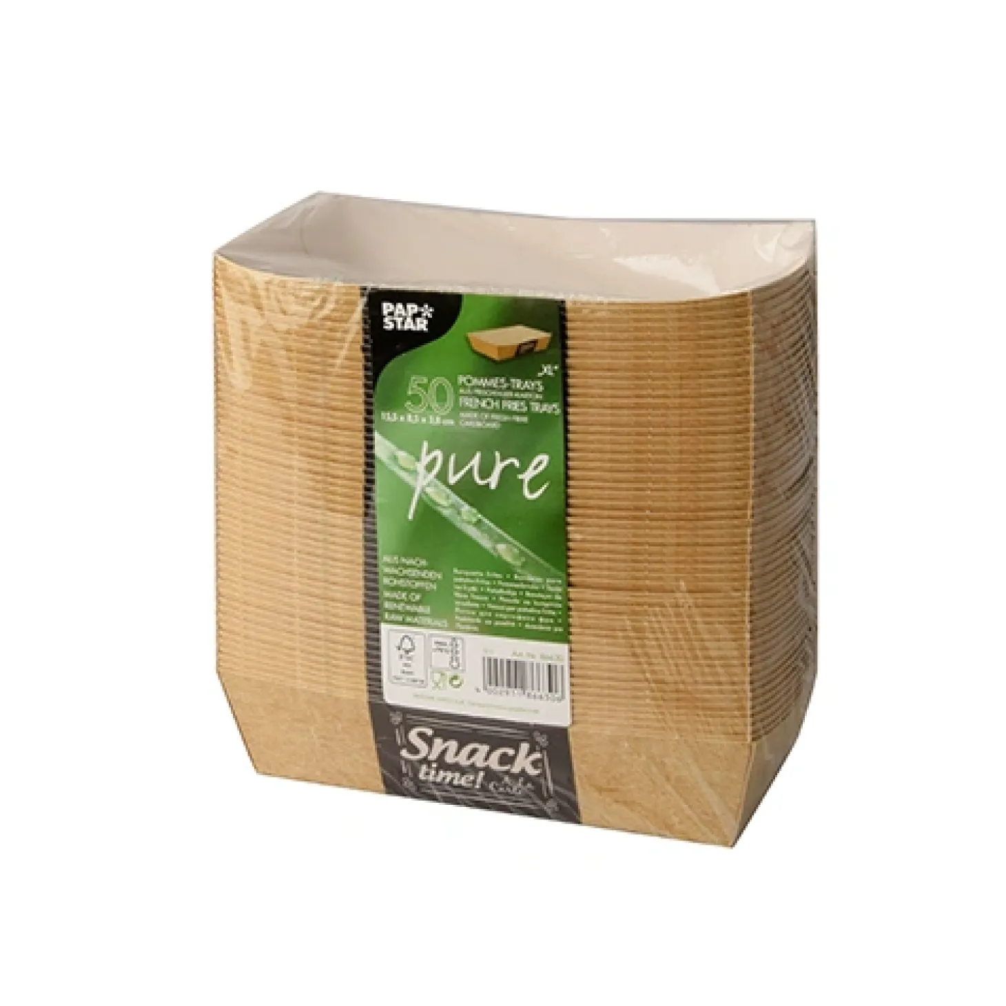 PAPSTAR Pommes-Frites-Trays "pure" 3,8 cm x 8,5 cm x 15,5 cm "Good Food" extra groß
