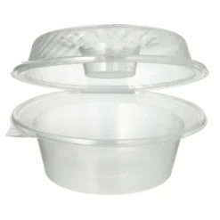 PAPSTAR Pro Pac Feinkost-, Salatschalen, Klappdeckel PP rund 1400ml, 11,4 x 22 x 21,5 cm, Dipfach